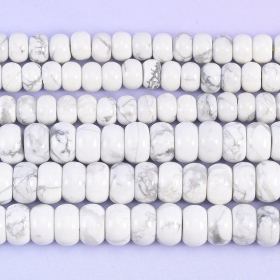 White Howlite Smooth Rondelle Beads Jewelry Making Size 4x6mm 5x8mm 15.5" Strand
