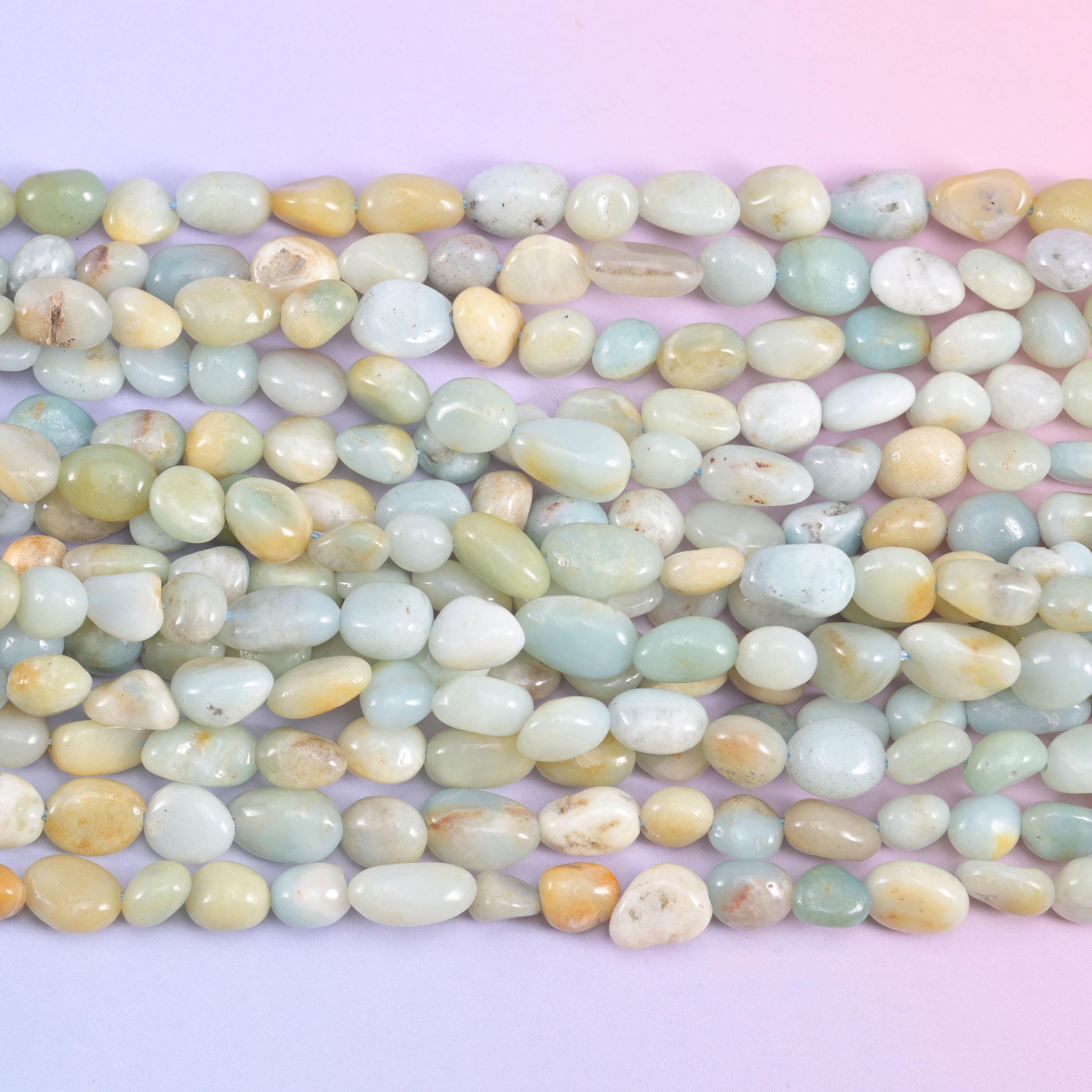Multi-Color Amazonite Pebble Nugget Beads 5-8mm Jewelry Making 15.5" Strand