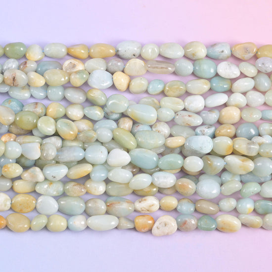 Multi-Color Amazonite Pebble Nugget Beads 5-8mm Jewelry Making 15.5" Strand