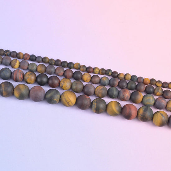 Tricolor Tiger Eye Matte Round Beads 4mm 6mm 8mm 10mm Jewelry Making 15 Inch Strand