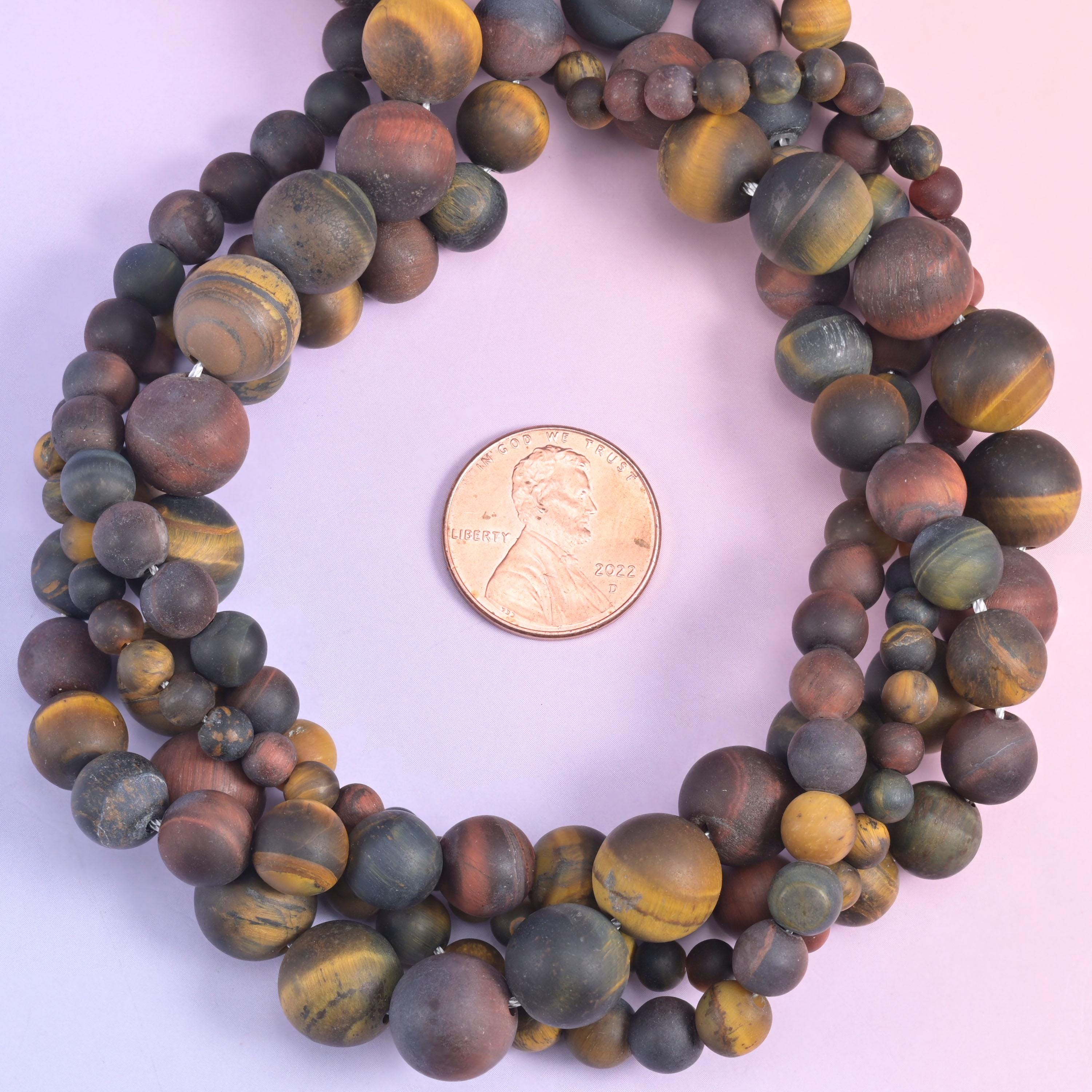 Tricolor Tiger Eye Matte Round Beads 4mm 6mm 8mm 10mm Jewelry Making 15 Inch Strand