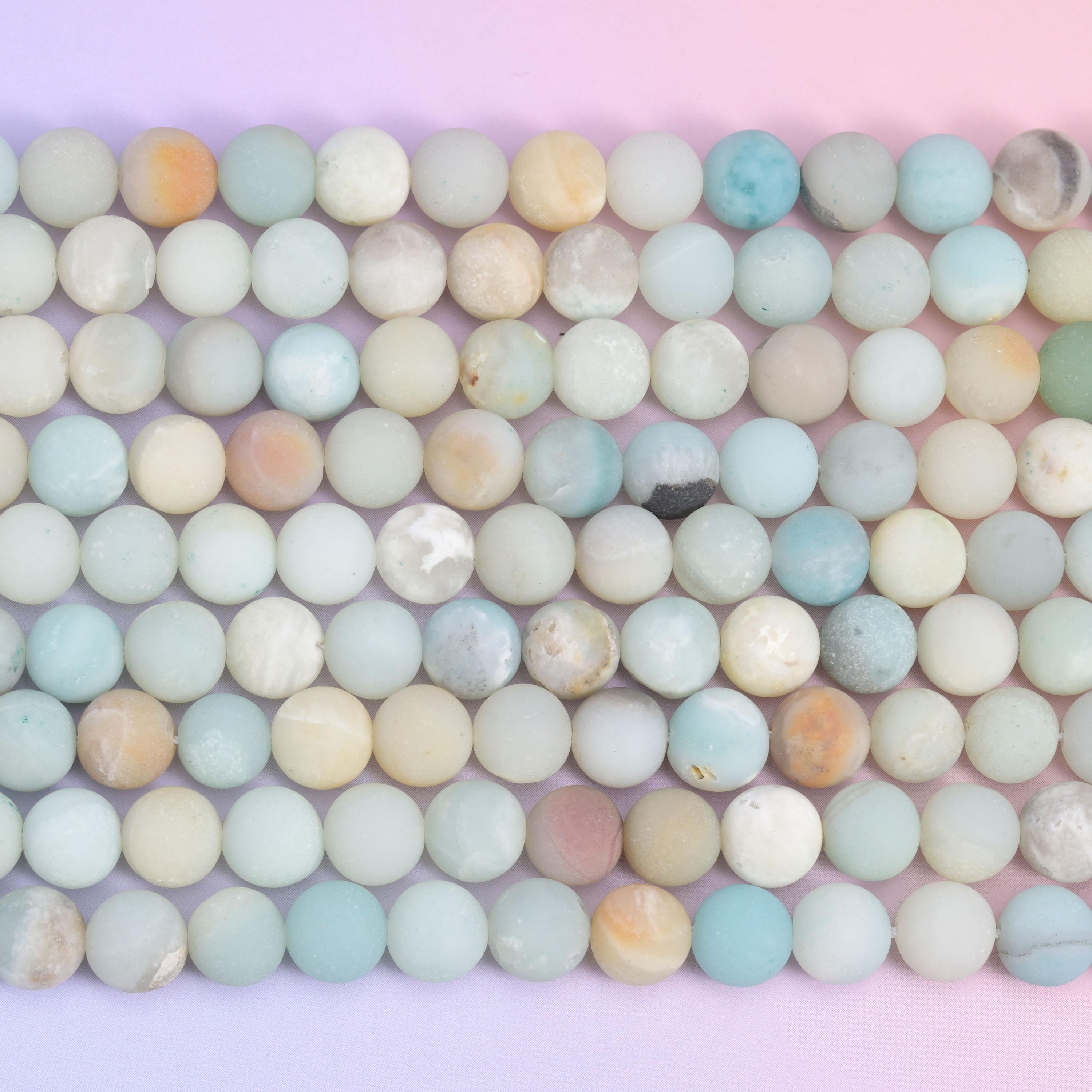 Multi-Color Amazonite Matte Round Beads 4mm 6mm 8mm 10mm Jewelry Making 15 Inch Strand