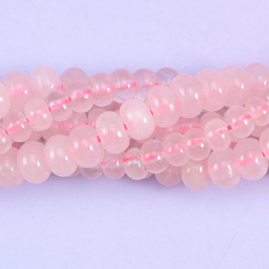 Rose Quartz Smooth Rondelle Beads Jewelry Making Size 4x6mm 5x8mm 15.5" Strand