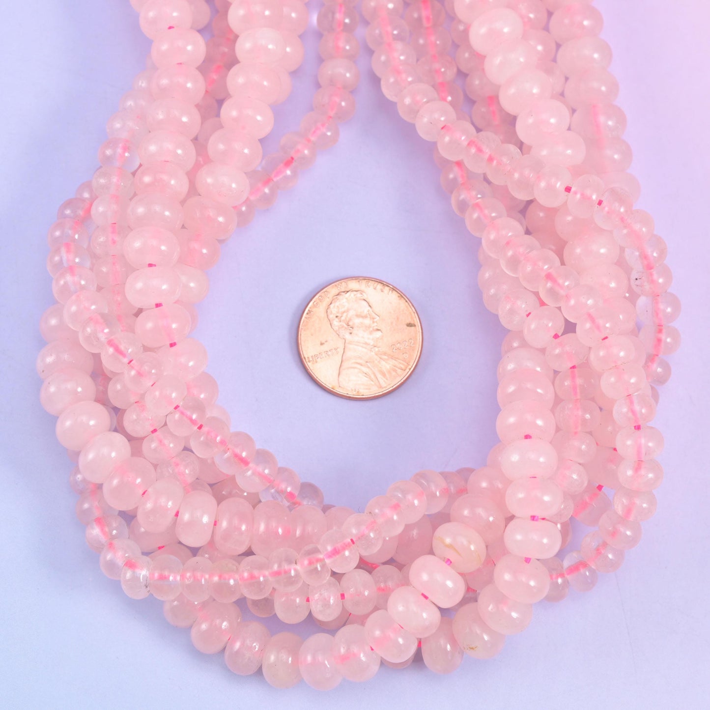 Rose Quartz Smooth Rondelle Beads Jewelry Making Size 4x6mm 5x8mm 15.5" Strand