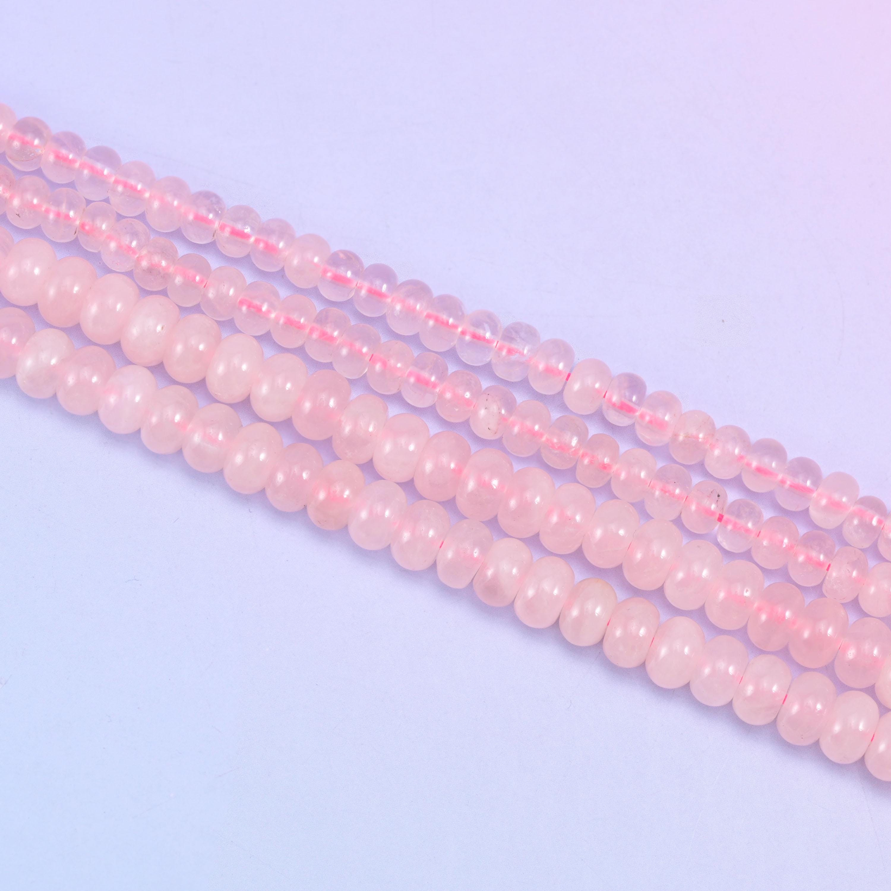 Rose Quartz Smooth Rondelle Beads Jewelry Making Size 4x6mm 5x8mm 15.5" Strand