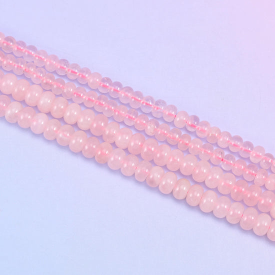 Rose Quartz Smooth Rondelle Beads Jewelry Making Size 4x6mm 5x8mm 15.5" Strand