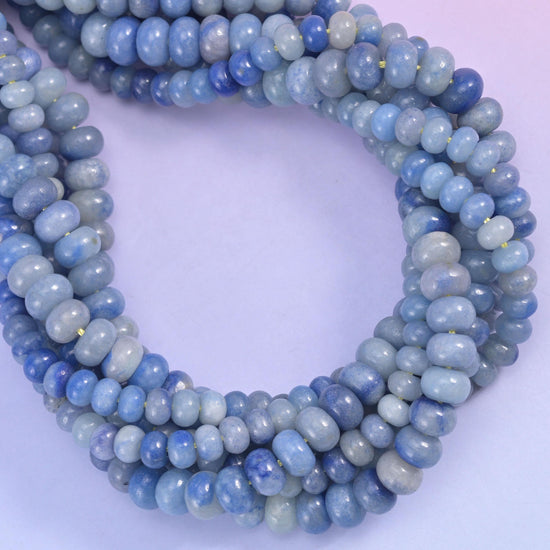 Blue Aventurine Smooth Rondelle Beads Jewelry Making Size 4x6mm 5x8mm 15.5" Strand