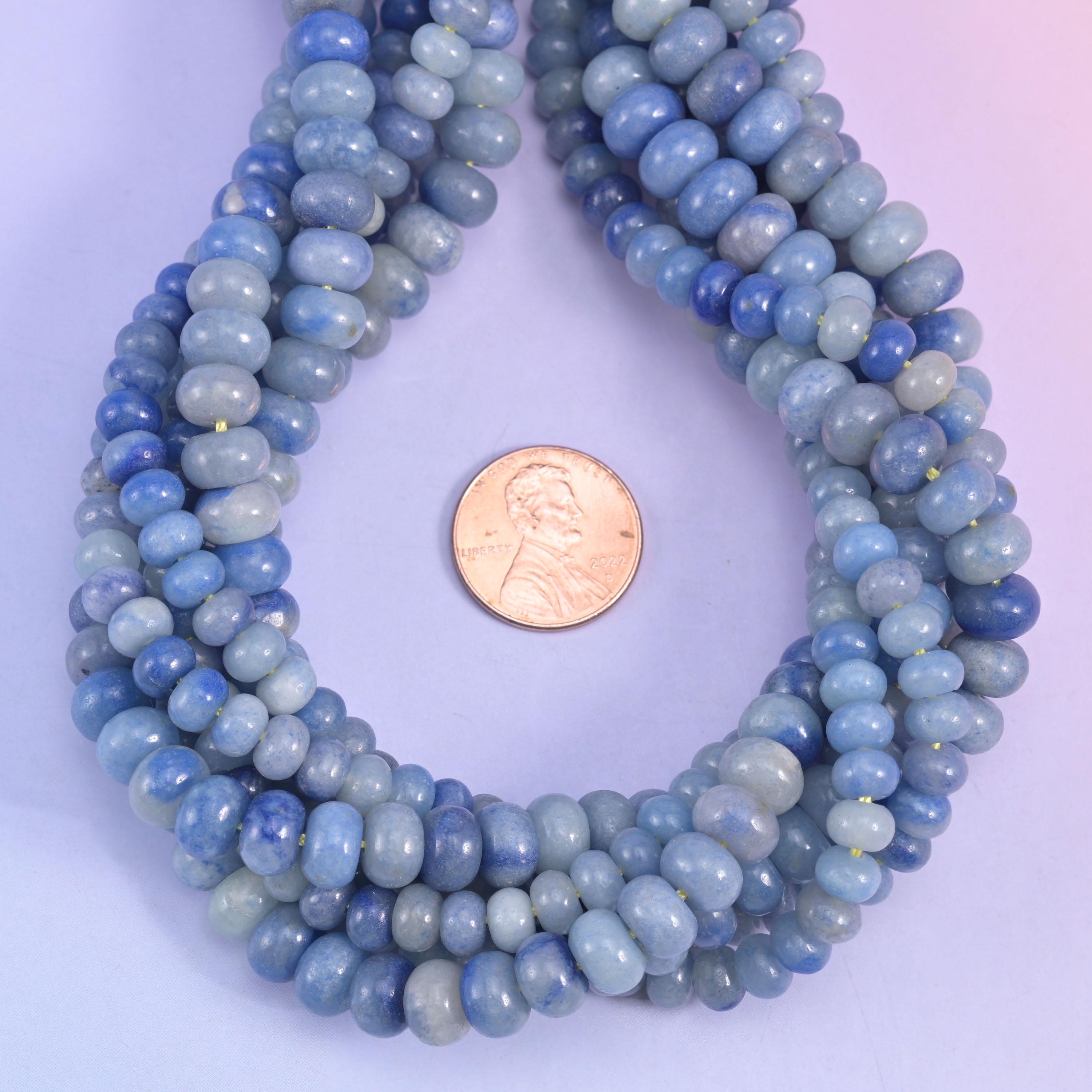 Blue Aventurine Smooth Rondelle Beads Jewelry Making Size 4x6mm 5x8mm 15.5" Strand