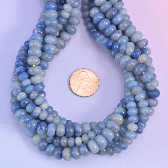 Blue Aventurine Smooth Rondelle Beads Jewelry Making Size 4x6mm 5x8mm 15.5" Strand