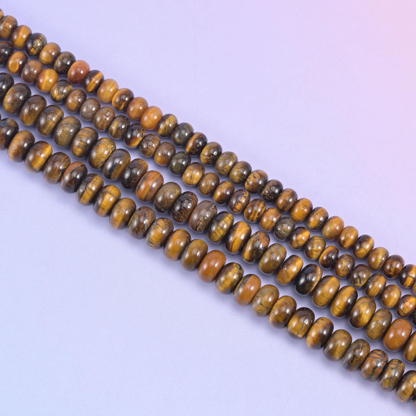 Tiger Eye Smooth Rondelle Beads Jewelry Making Size 4x6mm 5x8mm 15.5" Strand
