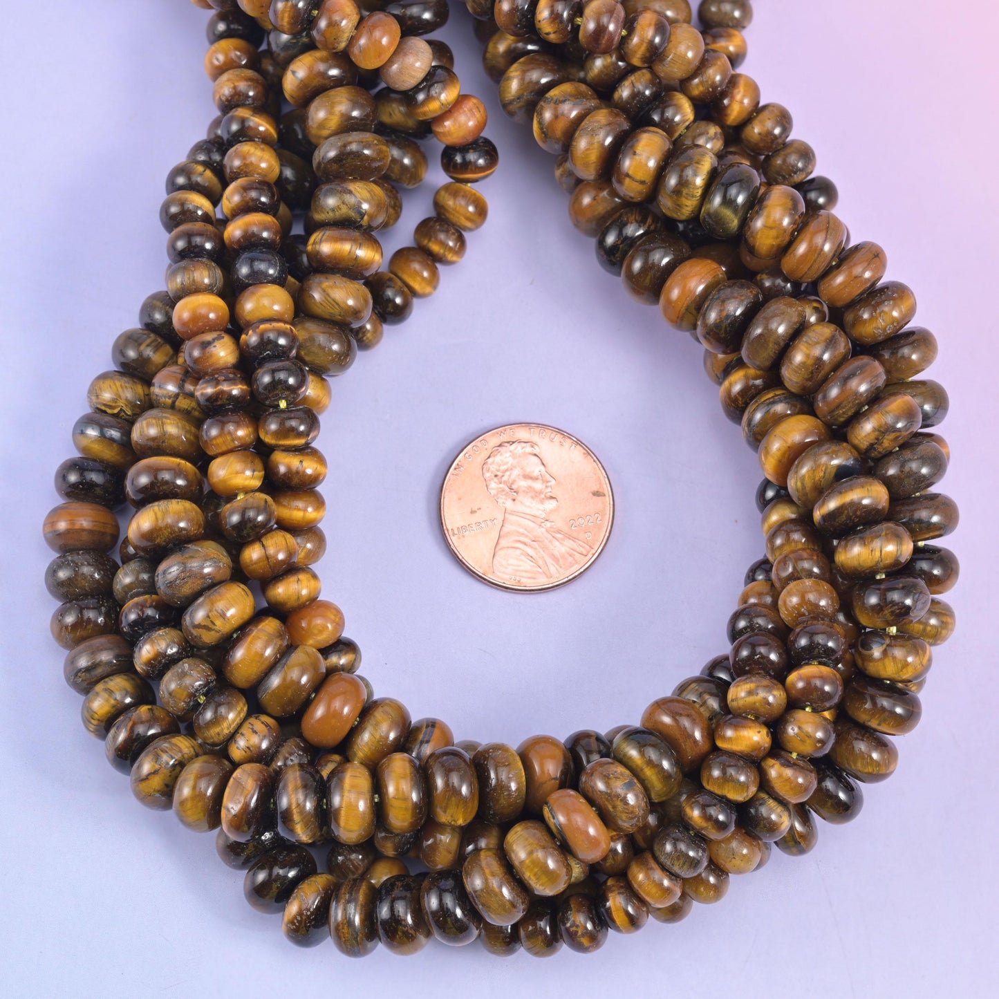 Tiger Eye Smooth Rondelle Beads Jewelry Making Size 4x6mm 5x8mm 15.5" Strand