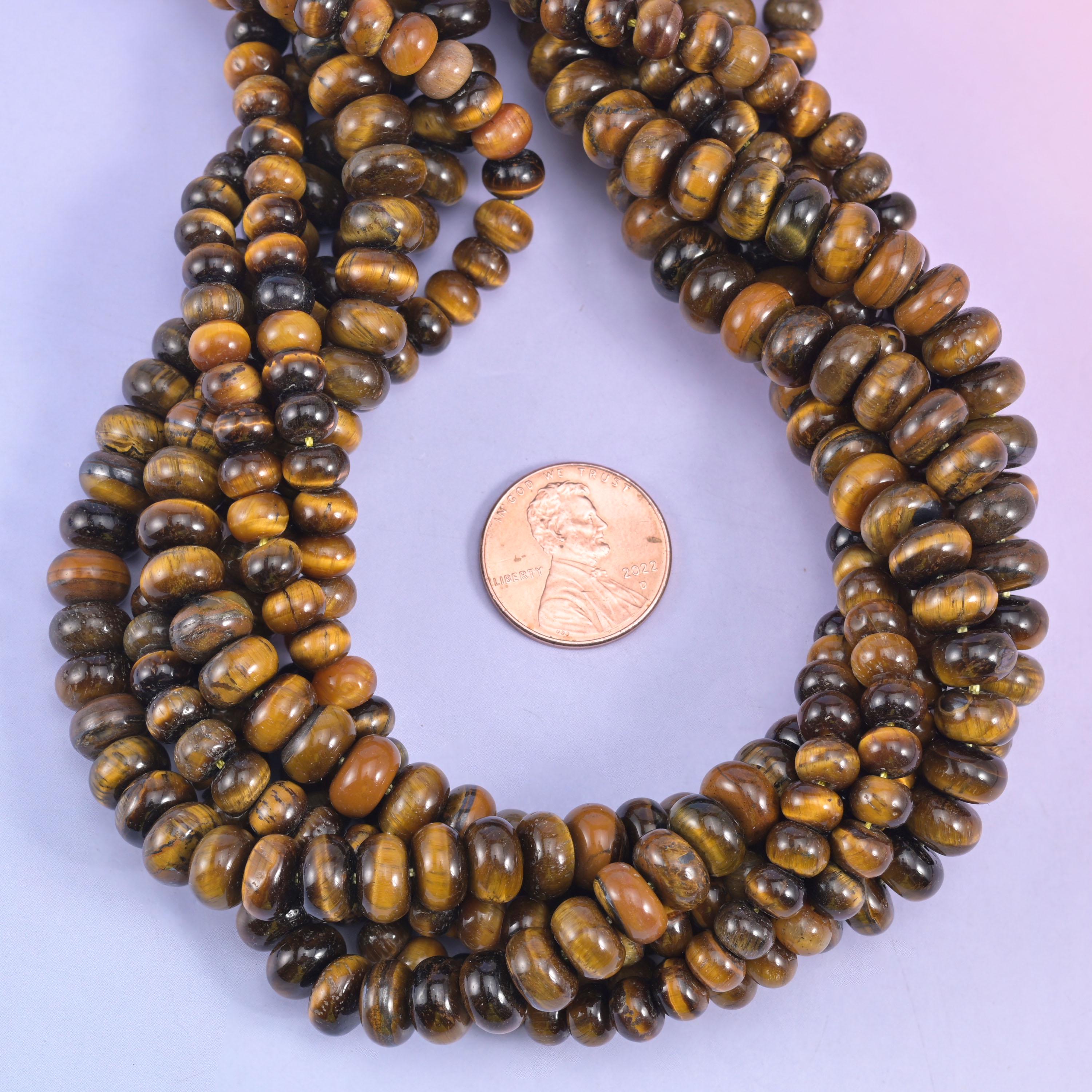 Tiger Eye Smooth Rondelle Beads Jewelry Making Size 4x6mm 5x8mm 15.5" Strand