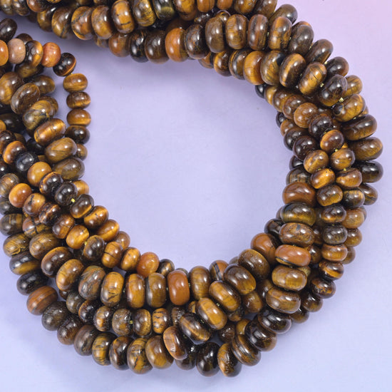Tiger Eye Smooth Rondelle Beads Jewelry Making Size 4x6mm 5x8mm 15.5" Strand