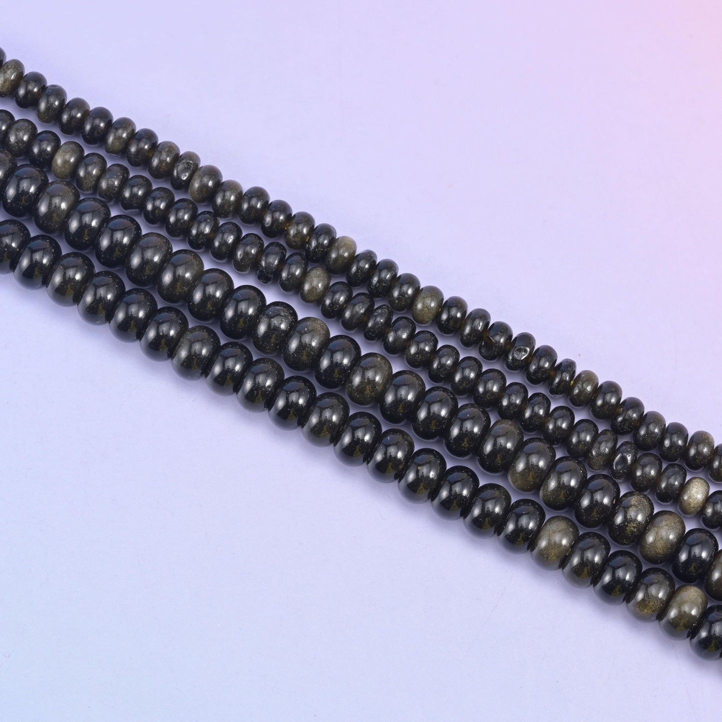 Gold Obsidian Smooth Rondelle Beads Jewelry Making Size 4x6mm 5x8mm 15.5" Strand