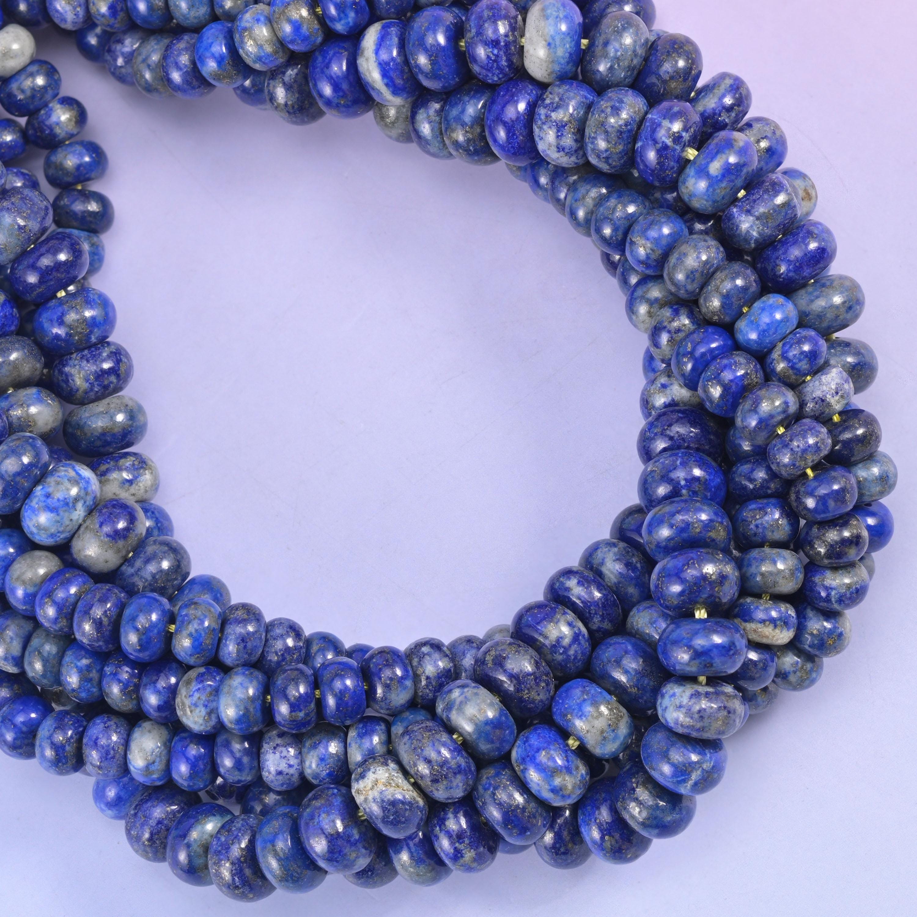 Lapis Lazuli Smooth Rondelle Beads Jewelry Making Size 4x6mm 5x8mm 15.5" Strand
