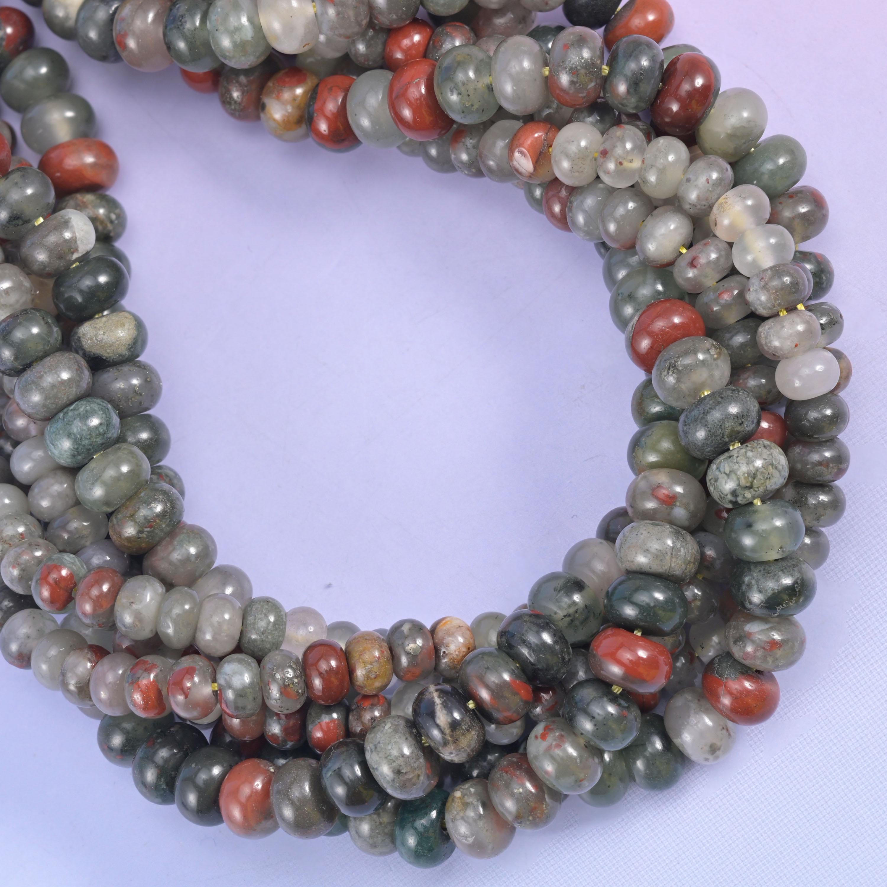 African Bloodstone Smooth Rondelle Beads Jewelry Making Size 4x6mm 5x8mm 15.5" Strand