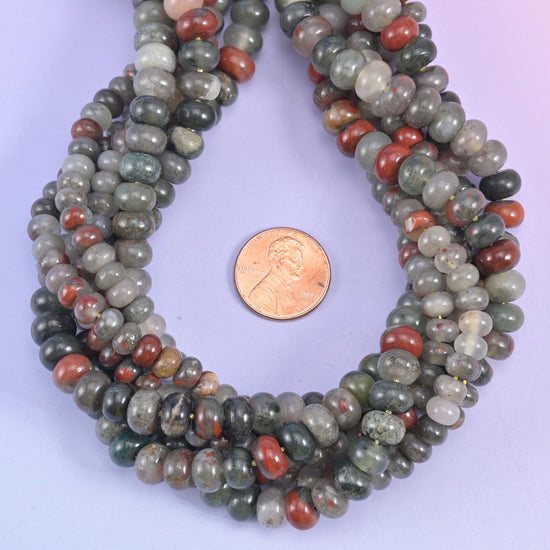 African Bloodstone Smooth Rondelle Beads Jewelry Making Size 4x6mm 5x8mm 15.5" Strand