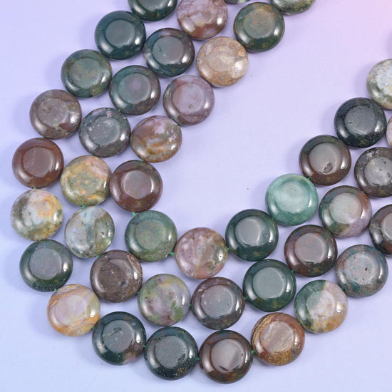 Indian Agate Smooth Coin Beads Size 15mm Jewelry Making 15 Inch Strand