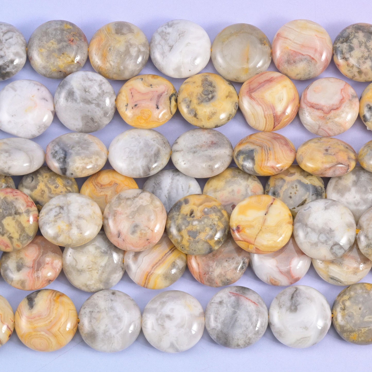 Crazy Agate Smooth Coin Beads Size 15mm Jewelry Making 15 Inch Strand
