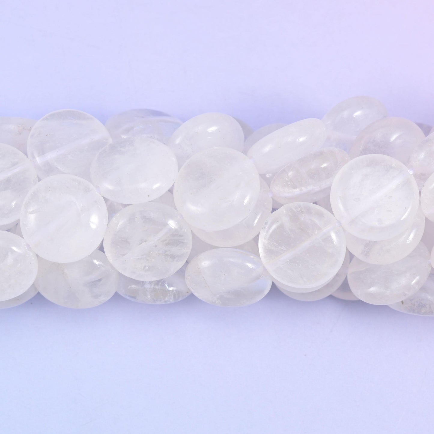 Clear Quartz Smooth Coin Beads Size 15mm Jewelry Making 15 Inch Strand