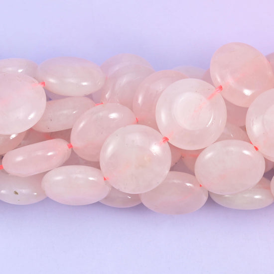 Rose Quartz Smooth Coin Beads Size 15mm Jewelry Making 15 Inch Strand