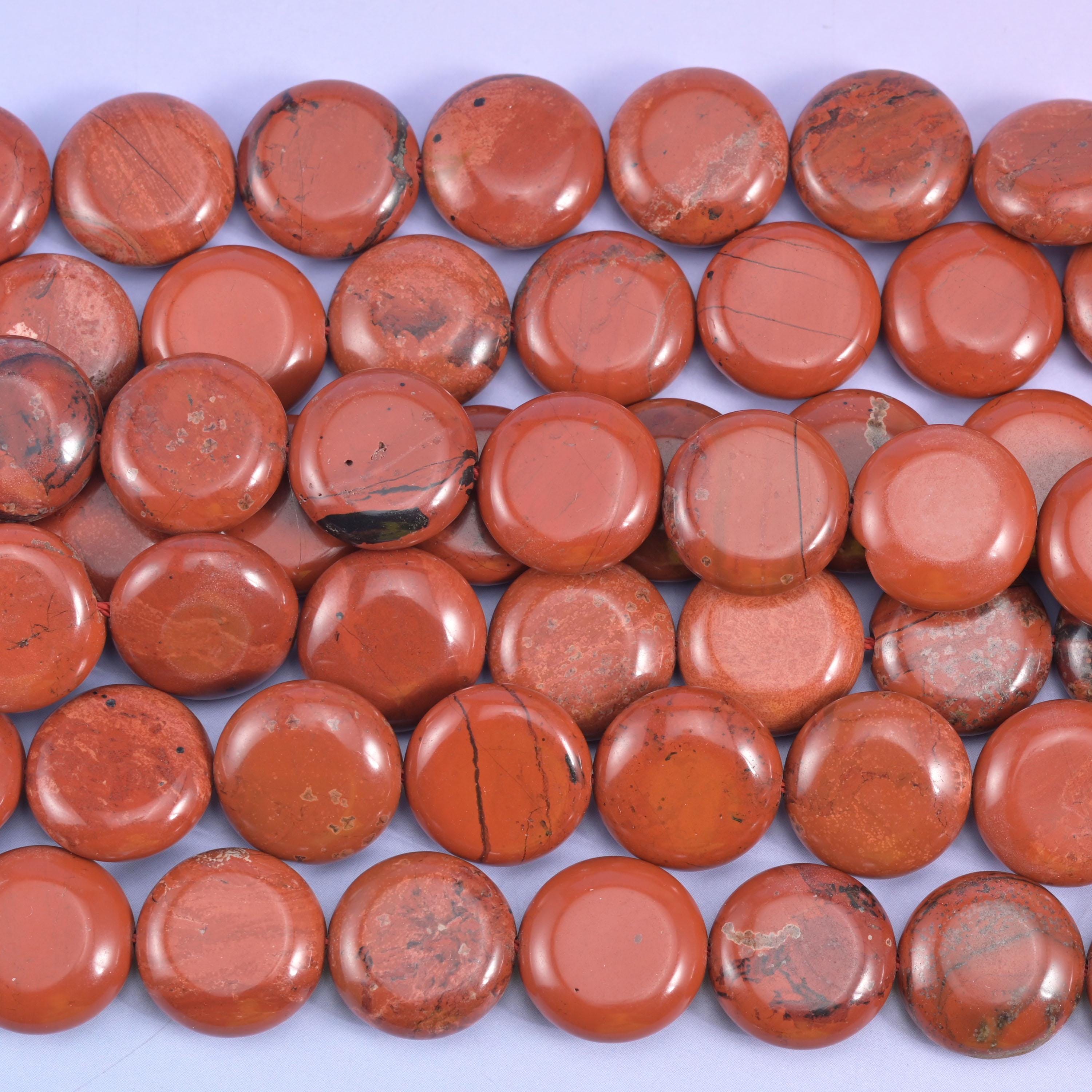 Red Jasper Smooth Coin Beads Size 15mm Jewelry Making 15 Inch Strand
