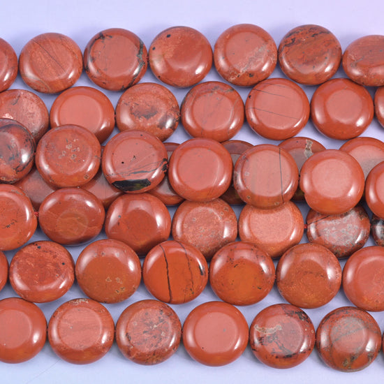 Red Jasper Smooth Coin Beads Size 15mm Jewelry Making 15 Inch Strand