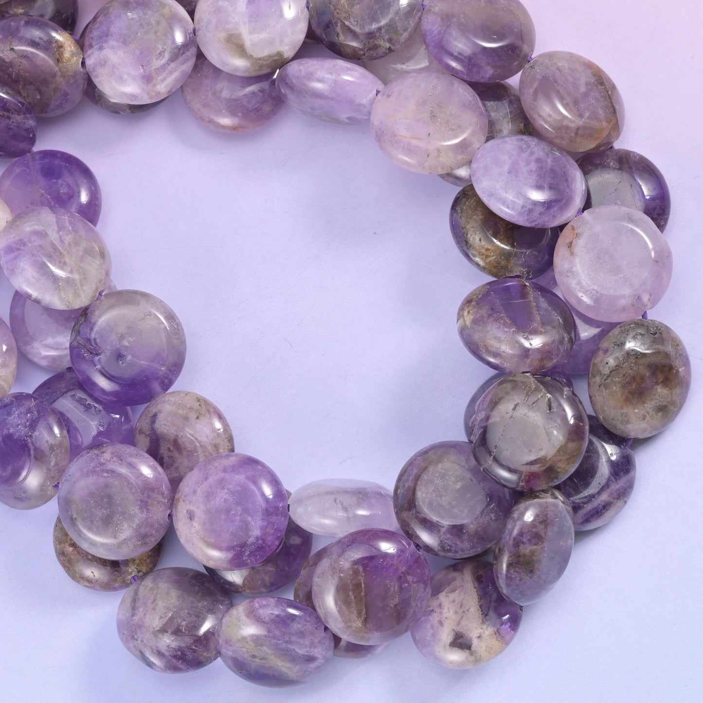 Amethyst Smooth Coin Beads Size 15mm Jewelry Making 15 Inch Strand