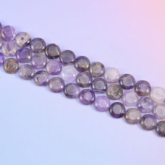 Amethyst Smooth Coin Beads Size 15mm Jewelry Making 15 Inch Strand