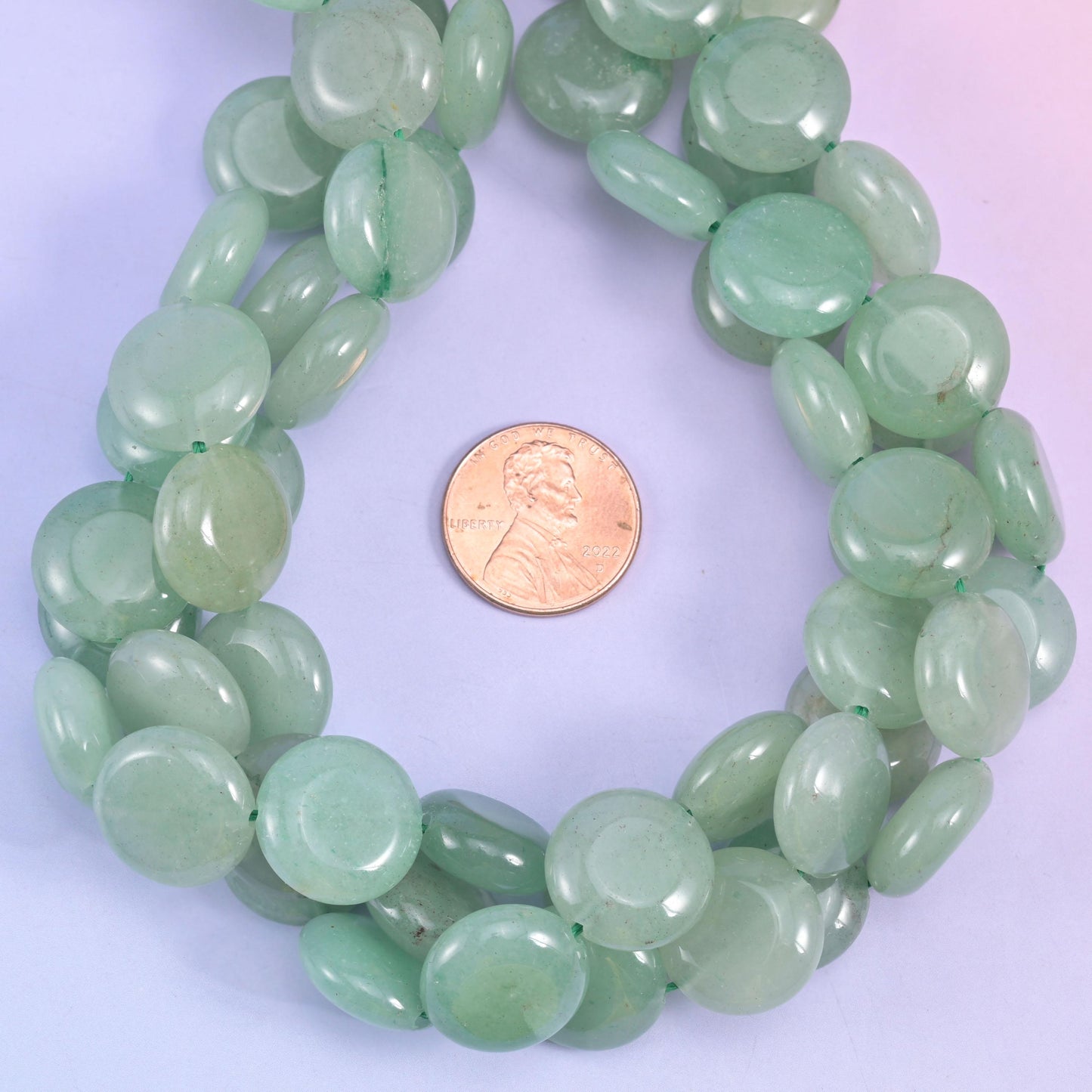 Green Aventurine Smooth Coin Beads Size 15mm Jewelry Making 15 Inch Strand