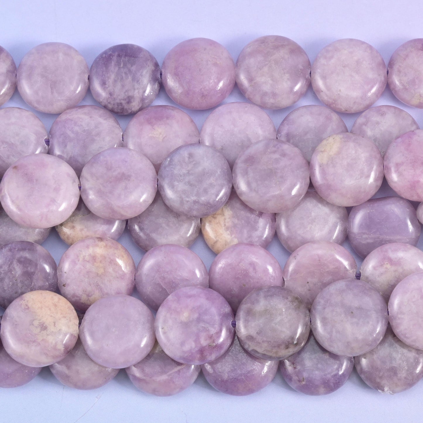 Lepidolite Smooth Coin Beads Size 15mm Jewelry Making 15 Inch Strand