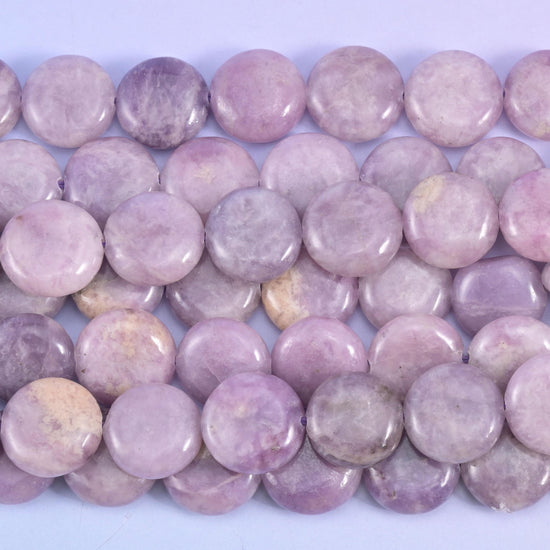 Lepidolite Smooth Coin Beads Size 15mm Jewelry Making 15 Inch Strand