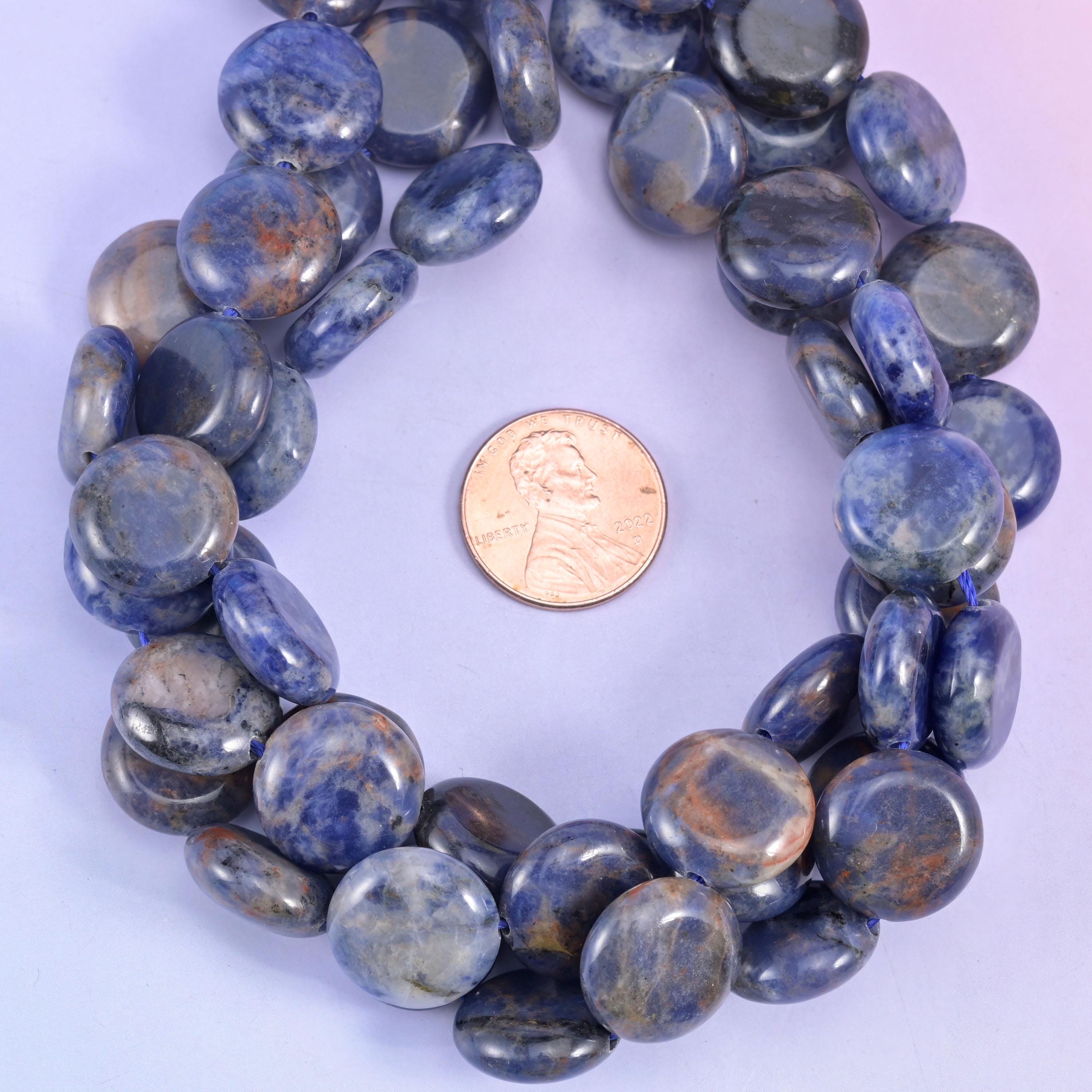 Sodalite Smooth Coin Beads Size 15mm Jewelry Making 15 Inch Strand