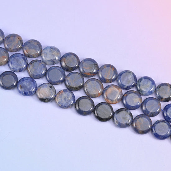 Sodalite Smooth Coin Beads Size 15mm Jewelry Making 15 Inch Strand