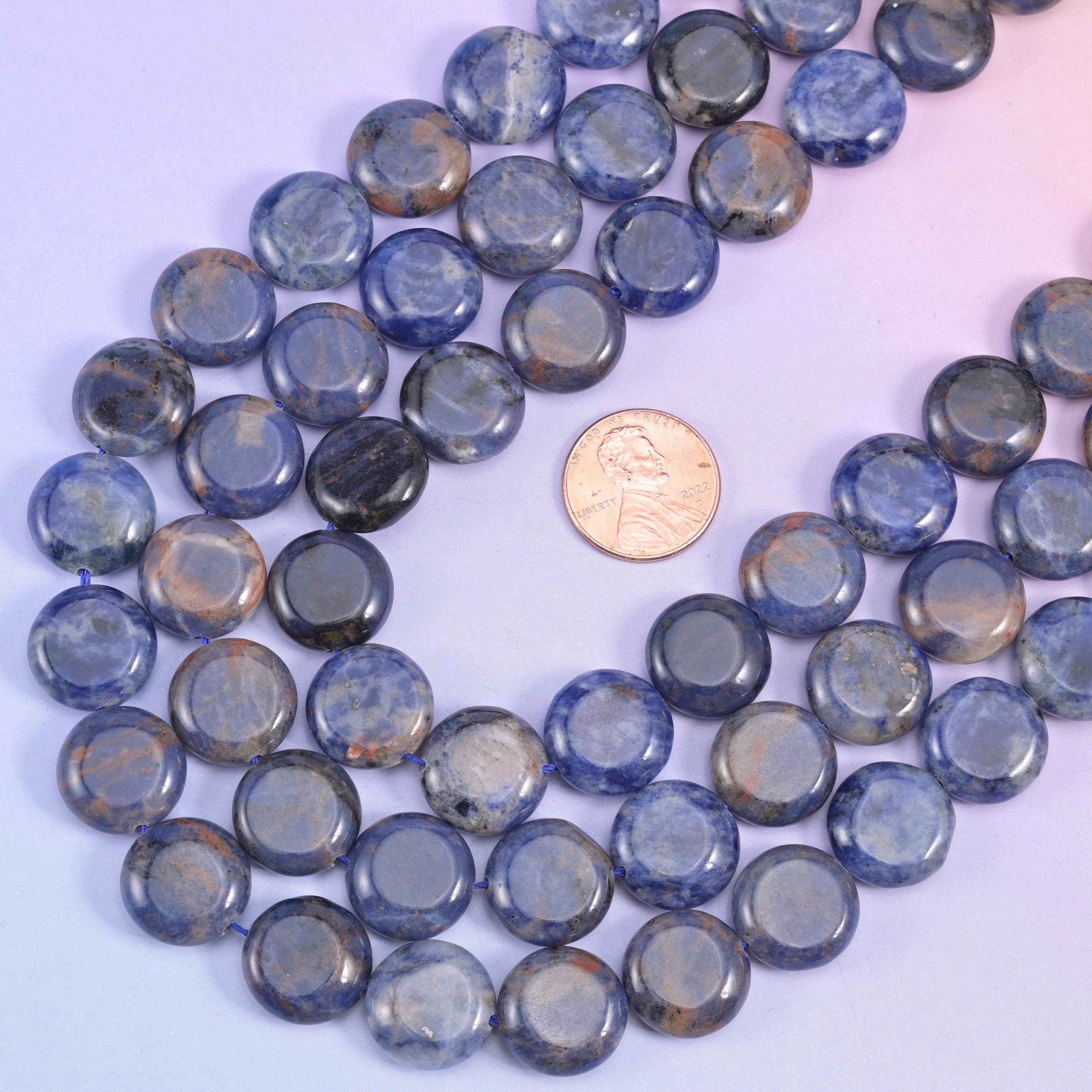 Sodalite Smooth Coin Beads Size 15mm Jewelry Making 15 Inch Strand