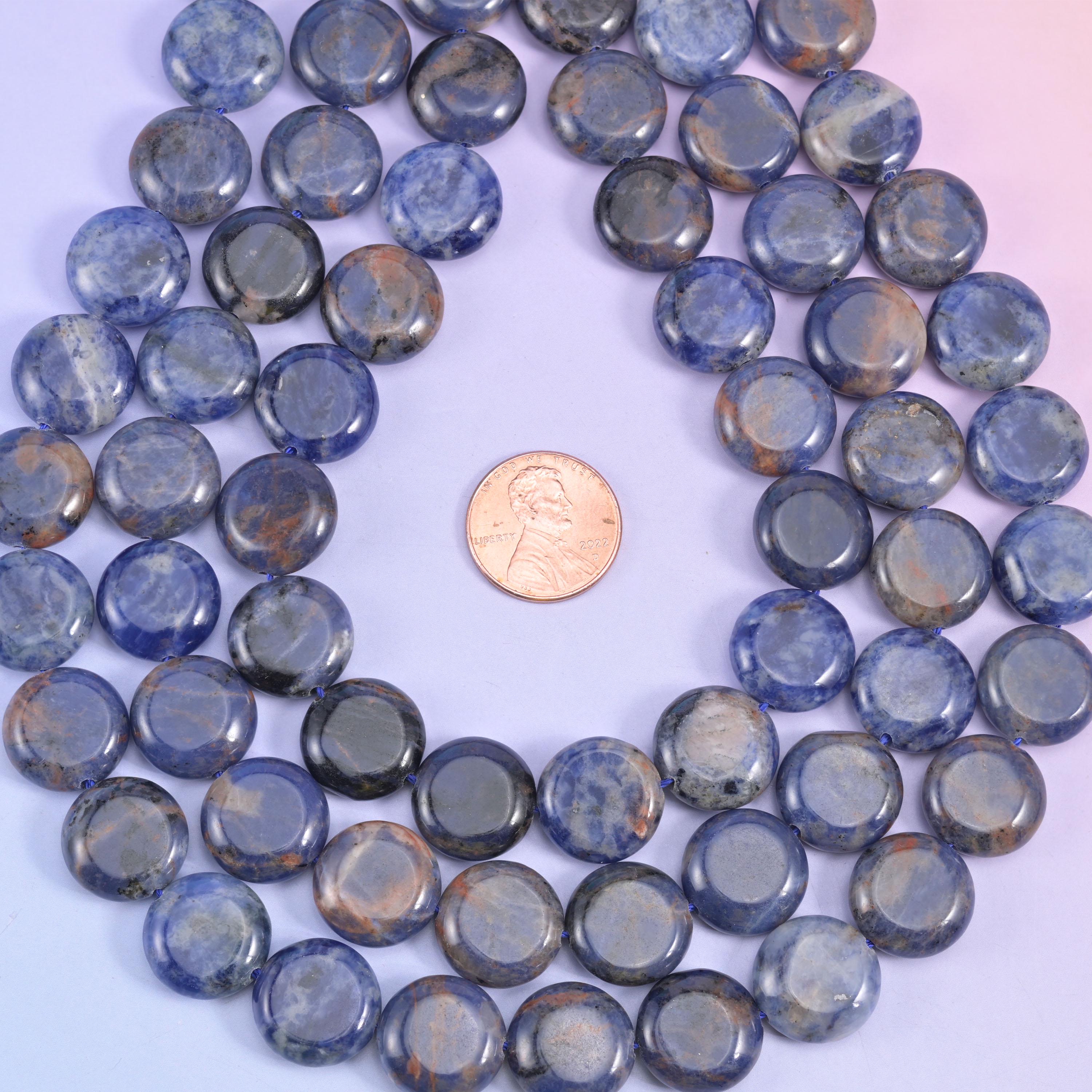 Sodalite Smooth Coin Beads Size 15mm Jewelry Making 15 Inch Strand