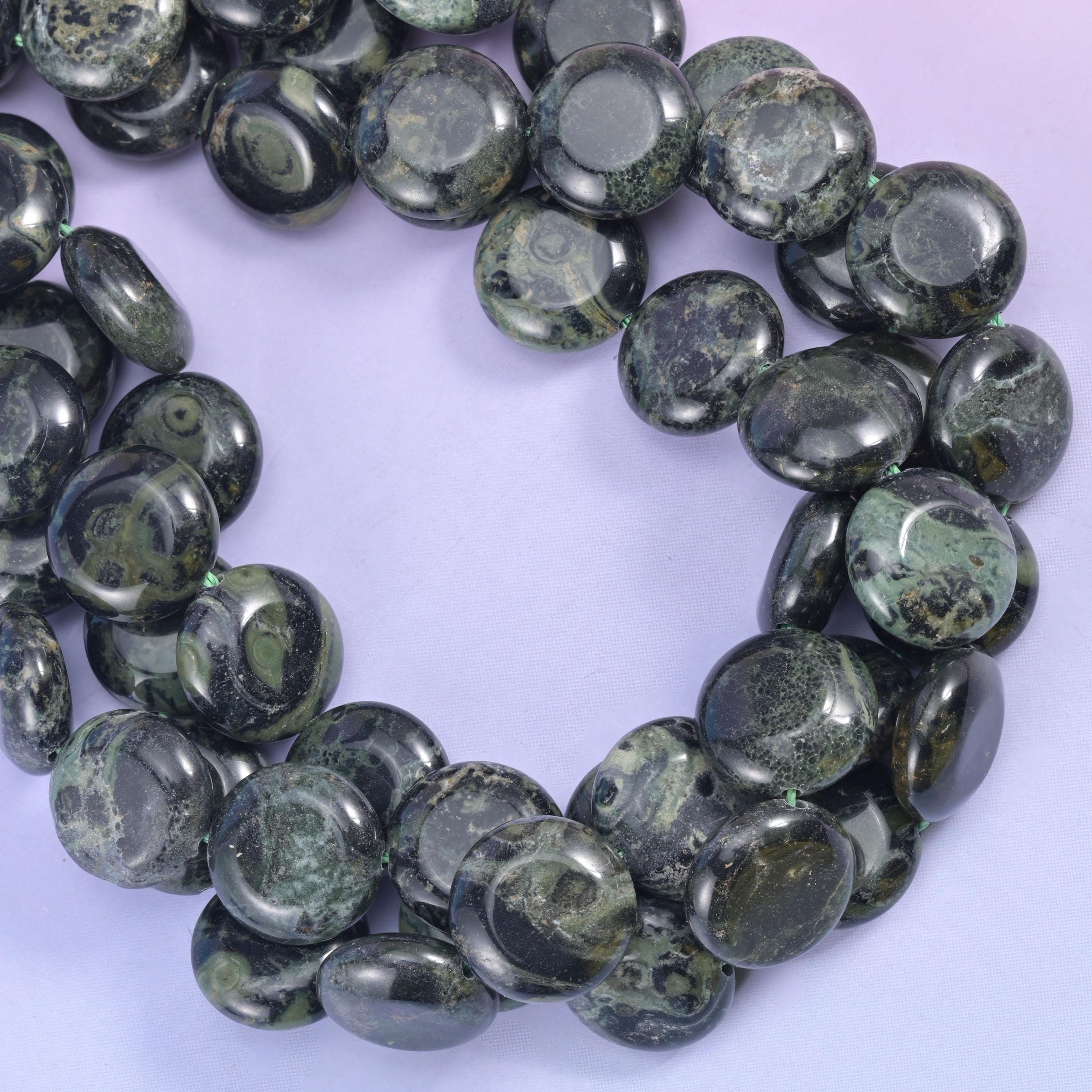 Kambaba Jasper Smooth Coin Beads Size 15mm Jewelry Making 15 Inch Strand