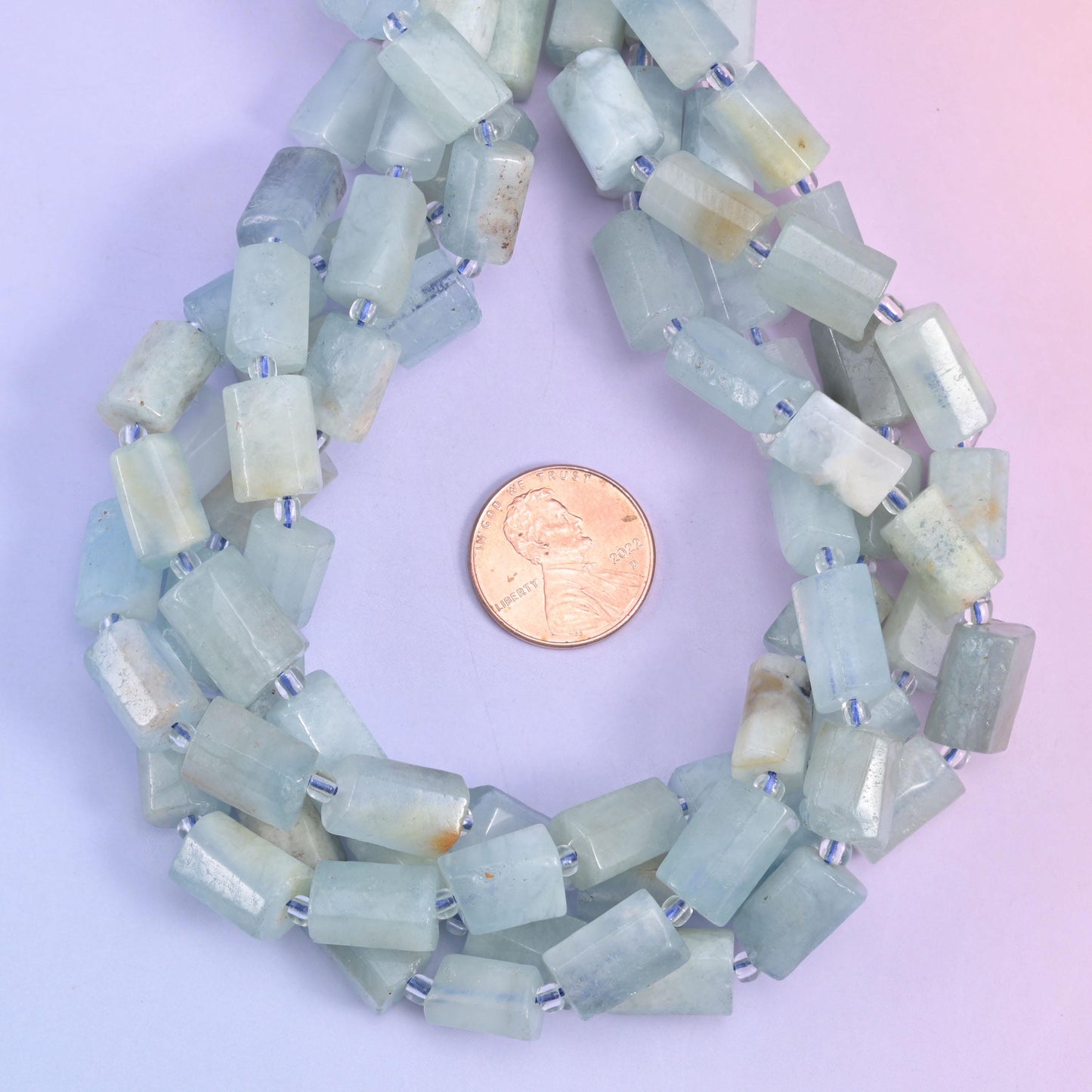 Blue Aquamarine Faceted Tube Beads Size 12x8mm Jewelry Making 15.5 Inch Strand