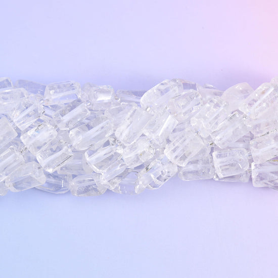 Clear Quartz Faceted Tube Beads Size 14x9mm Jewelry Making 15.5 Inch Strand