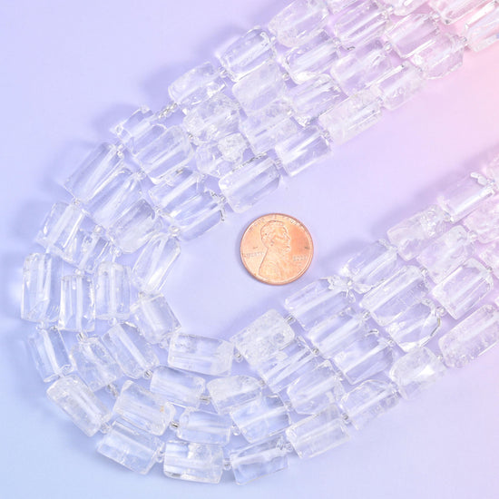 Clear Quartz Faceted Tube Beads Size 14x9mm Jewelry Making 15.5 Inch Strand