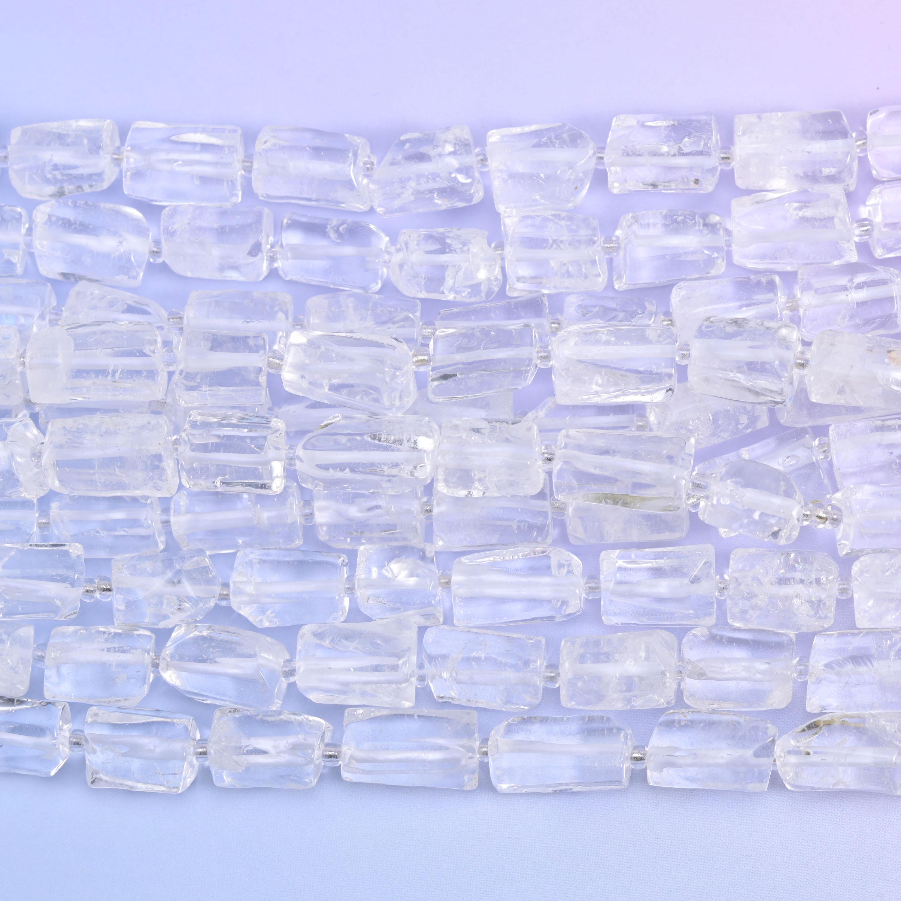 Clear Quartz Faceted Tube Beads Size 14x9mm Jewelry Making 15.5 Inch Strand