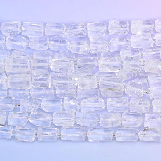 Clear Quartz Faceted Tube Beads Size 14x9mm Jewelry Making 15.5 Inch Strand