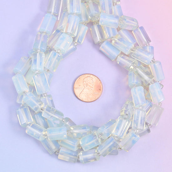 Opalite Faceted Tube Beads Size 12x8mm Jewelry Making 15.5 Inch Strand