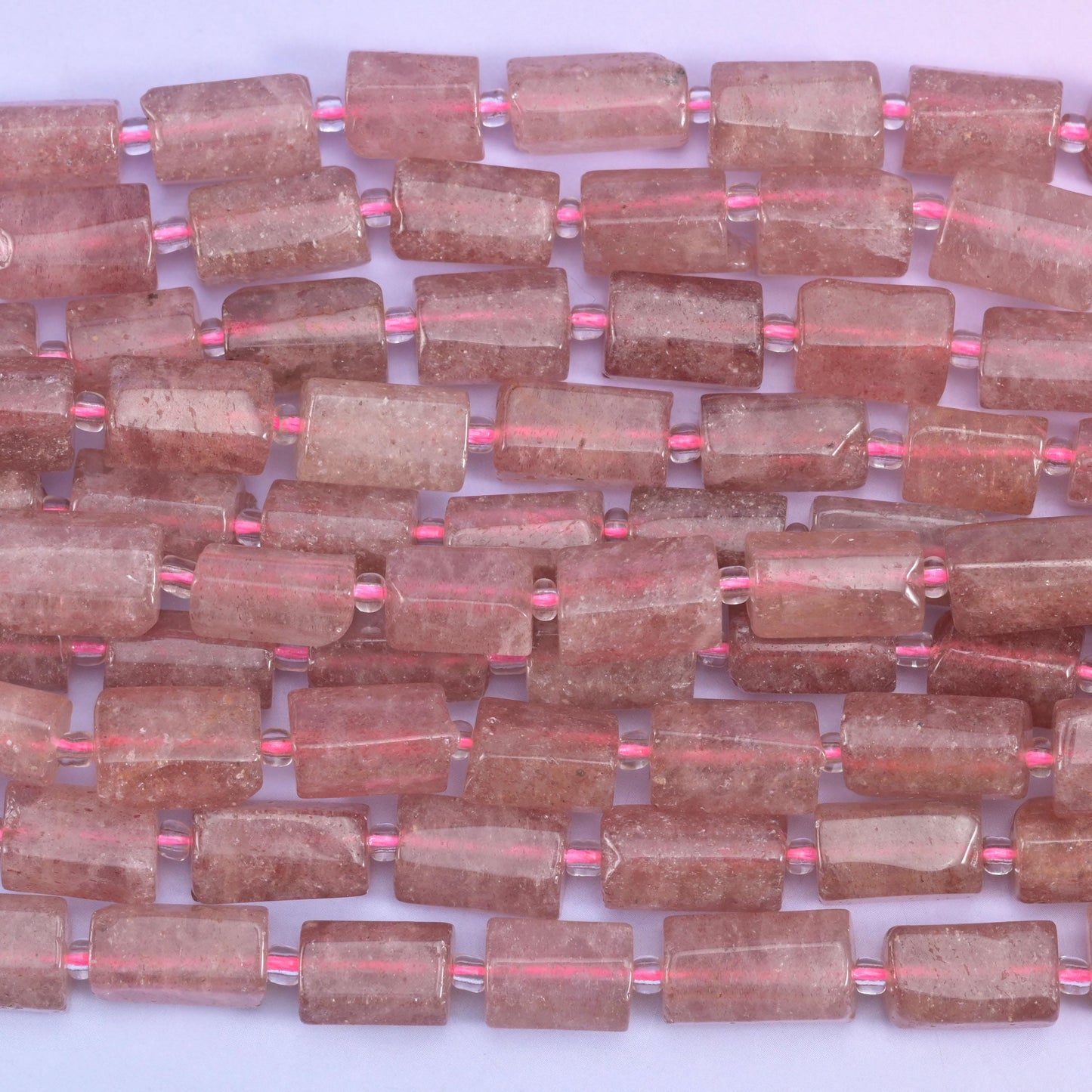 Strawberry Quartz Faceted Tube Beads Size 12x8mm Jewelry Making 15.5 Inch Strand