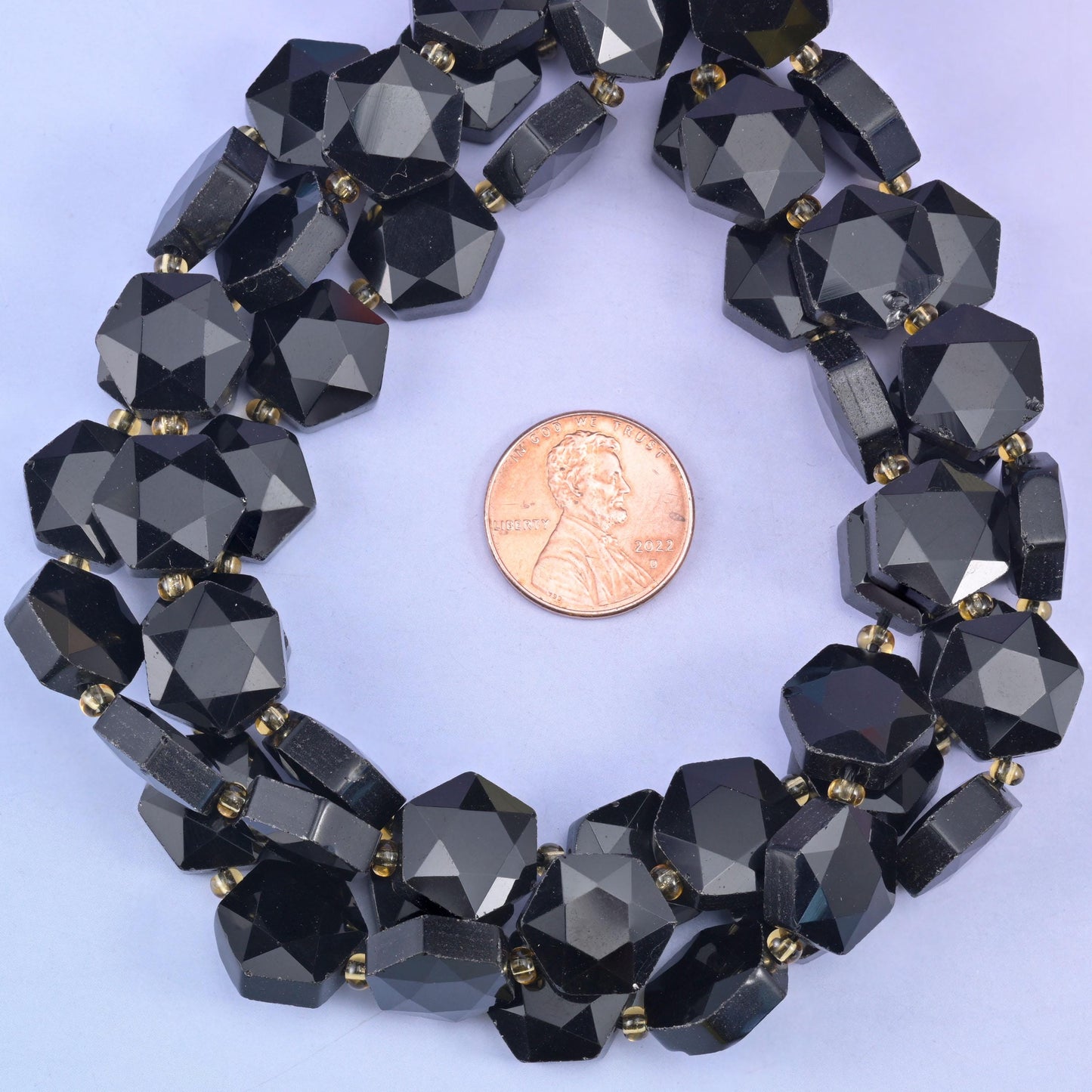 Black Obsidian Flat Faceted Hexagon Beads Size 12mm Jewelry Making 15.5 Inch Strand