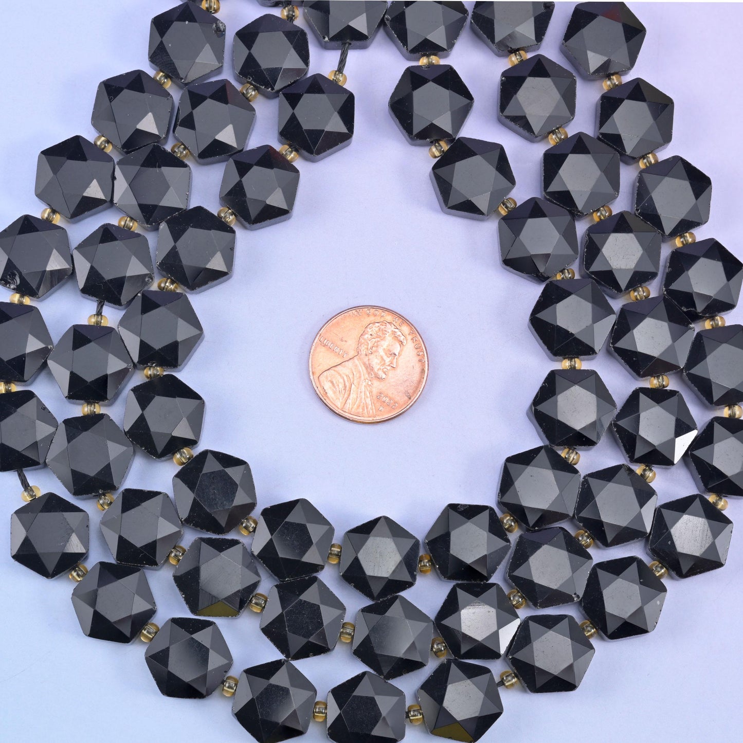 Black Obsidian Flat Faceted Hexagon Beads Size 12mm Jewelry Making 15.5 Inch Strand