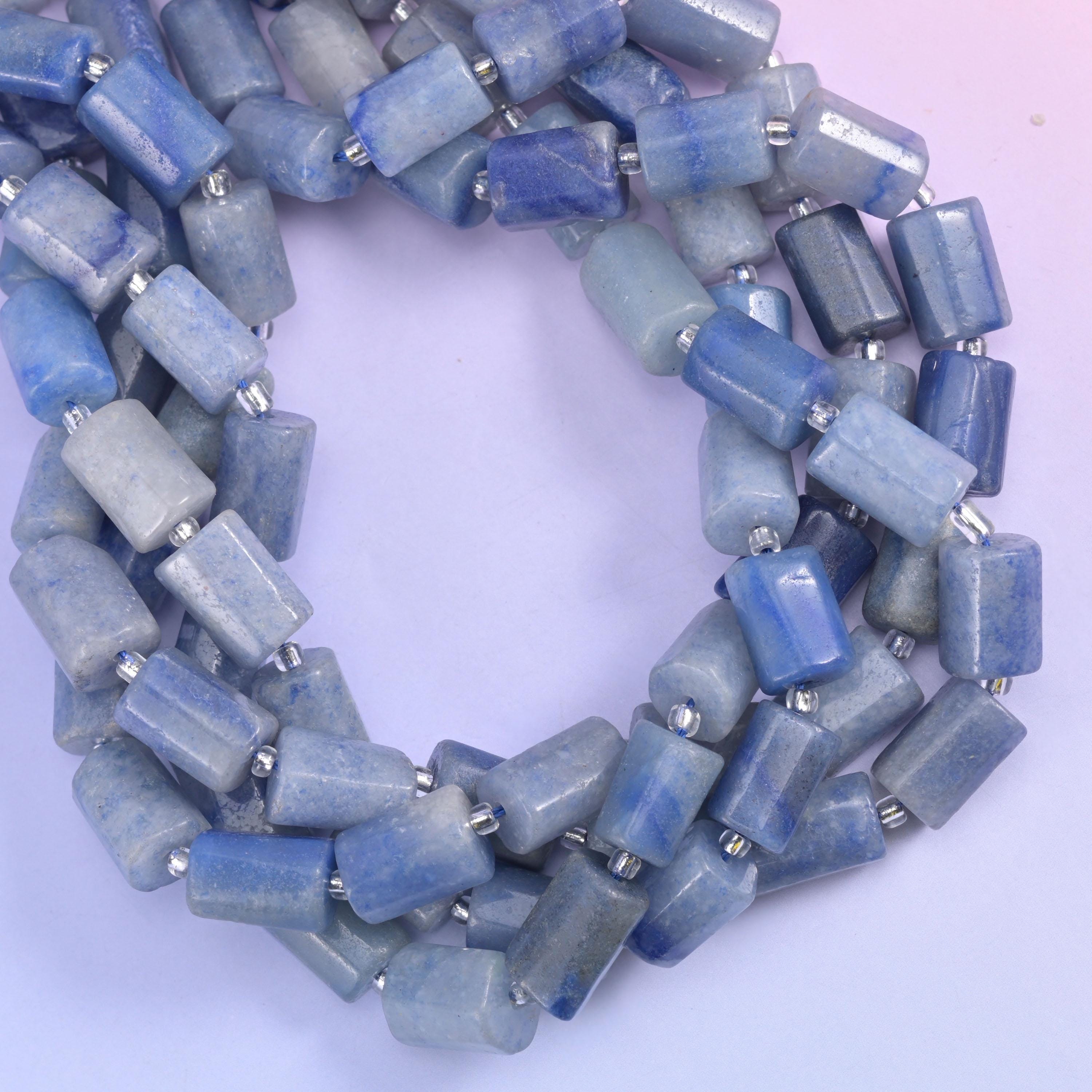 Blue Aventurine Faceted Tube Beads Size 12x8mm Jewelry Making 15.5 Inch Strand
