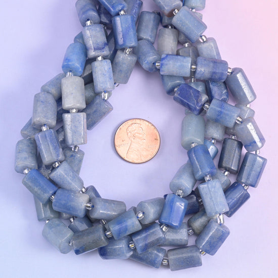 Blue Aventurine Faceted Tube Beads Size 12x8mm Jewelry Making 15.5 Inch Strand