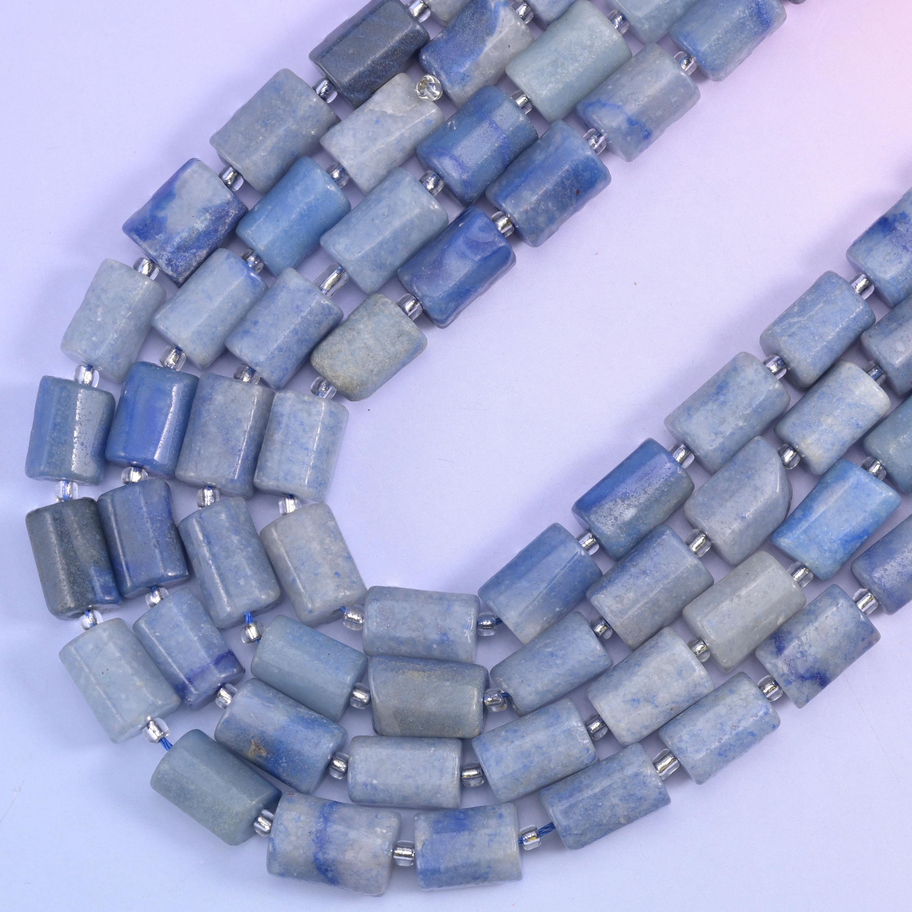 Blue Aventurine Faceted Tube Beads Size 12x8mm Jewelry Making 15.5 Inch Strand