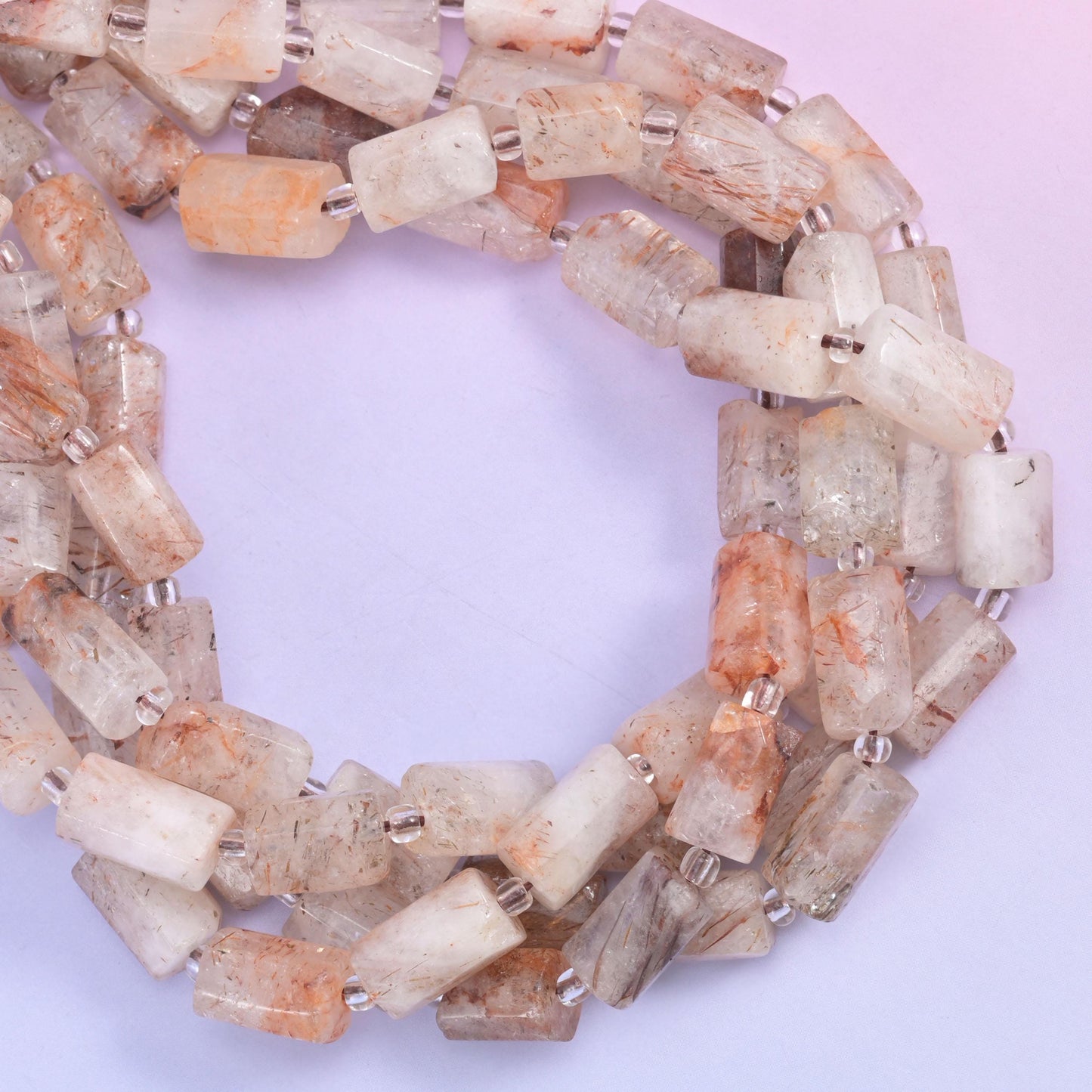 Red Copper Rutilated Quartz Faceted Tube Beads Size 12x8mm Jewelry Making 15.5 Inch Strand